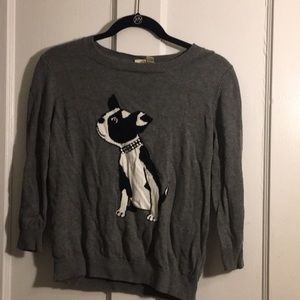 Grey sweater with dog picture